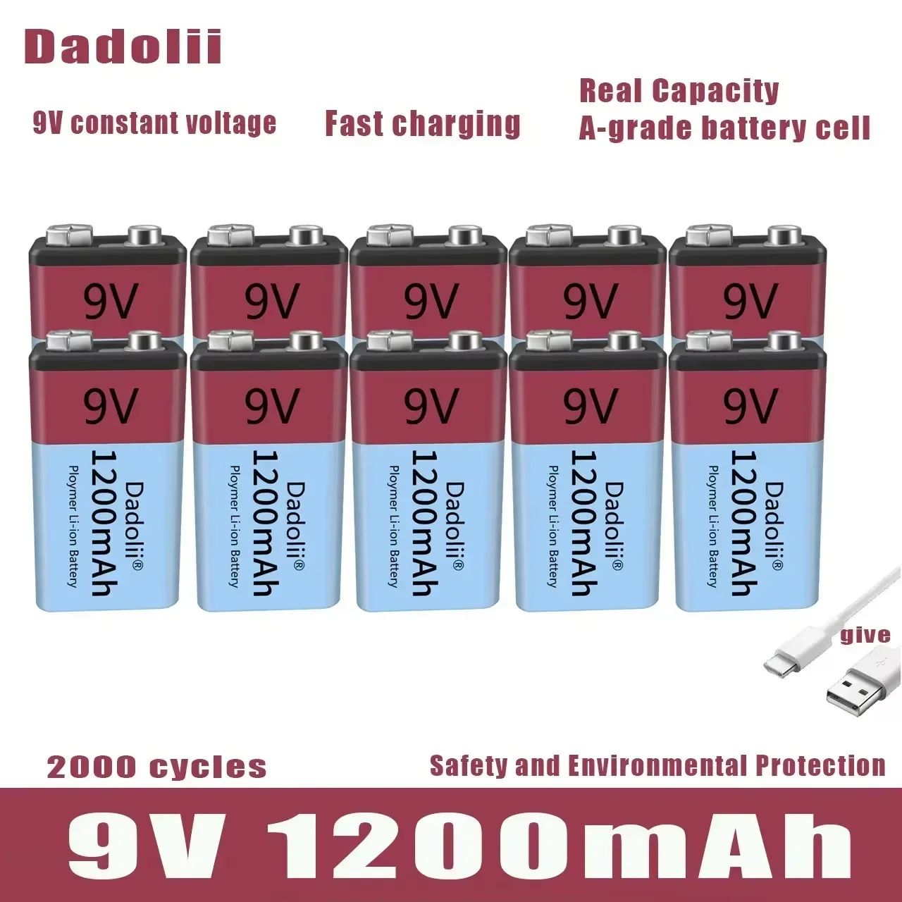 Long-lasting 9V 1200mAh Li-ion Rechargeable Battery - Ideal for Multimeter Microphone Toy Remote Control KTV Use