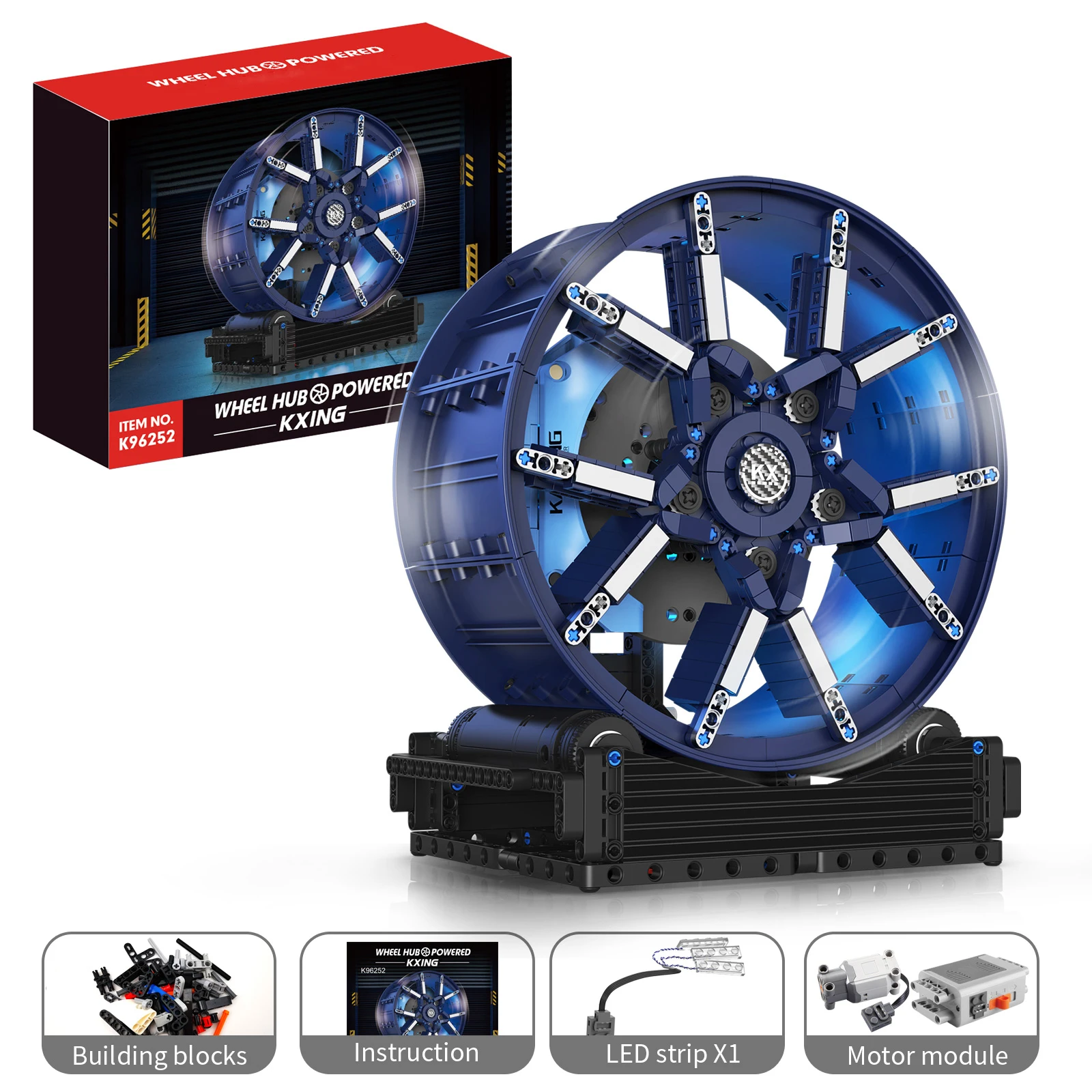 

857PCS Electric Light Racing Car Brake Wheel MOC Building Blocks Set Desktop Toy Ornament Model Assembly Kids Birthday Gift