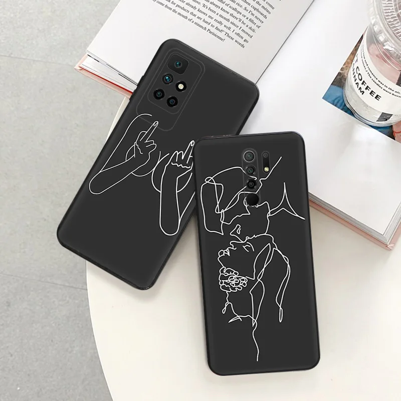 Ultra Thin Phone Case For Redmi Note 9 10 8 7 a3 x 13 10c 10a 9a 9c 9s 10s mi 9t 10t Abstract Geometric Draw Girl Line Art Cover