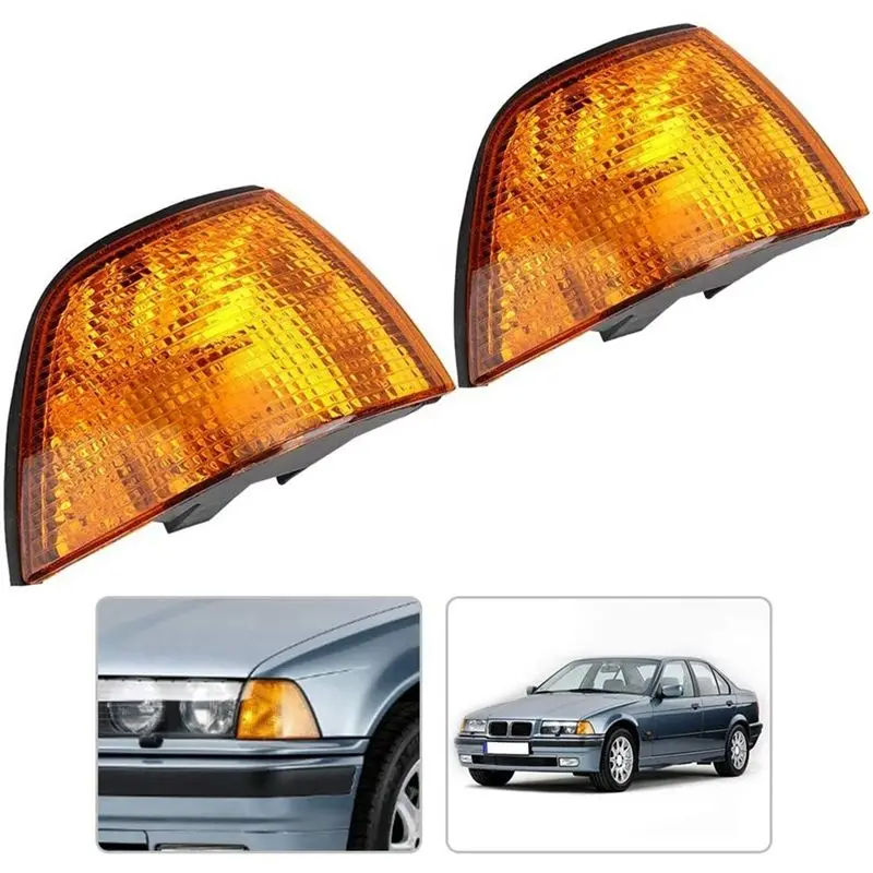 

#38W Automotive Parts & Accessories,2Pcs Car Corner Light Without Bulb Turn Signal Indicator for BMW E36 (Yellow)