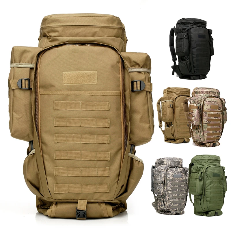 Outdoor Camping Combined Backpack 70L Large Capacity Multifunction Rifle Rucksack Men Travel Trekking Tactical Assault Knapsack