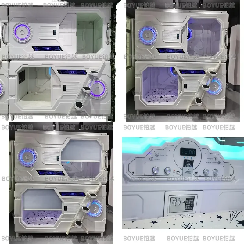Modern Galaxy ABS Capsule Bed for Hotel Airport Dormitory Smart Japanese Style Sleeping Pod Cabin Compact Space Saving Unit