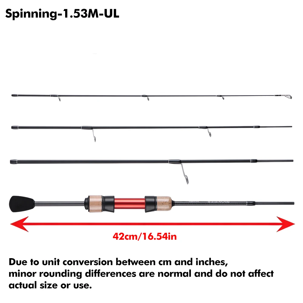 BUDEFO Ultraleichte Spinn- und Castingruten 1-10g T800 Kohlefaser Fuji-Ringe Tragbare Reise-Angelrute für Forellen und Barsche – Detail 4