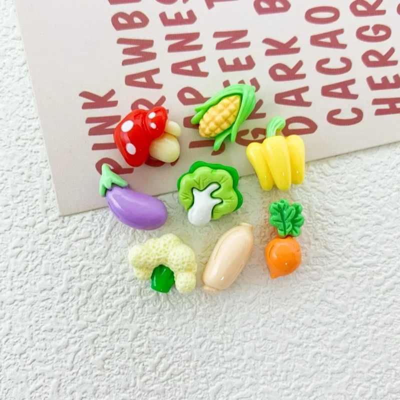 Mini Accesorios de Resina Comestibles con Forma de Pimiento, Champiñón, Maíz y Col para DIY, Carcasas de Teléfono Móvil, Arte de Uñas y Material para Horquillas de Diamantes