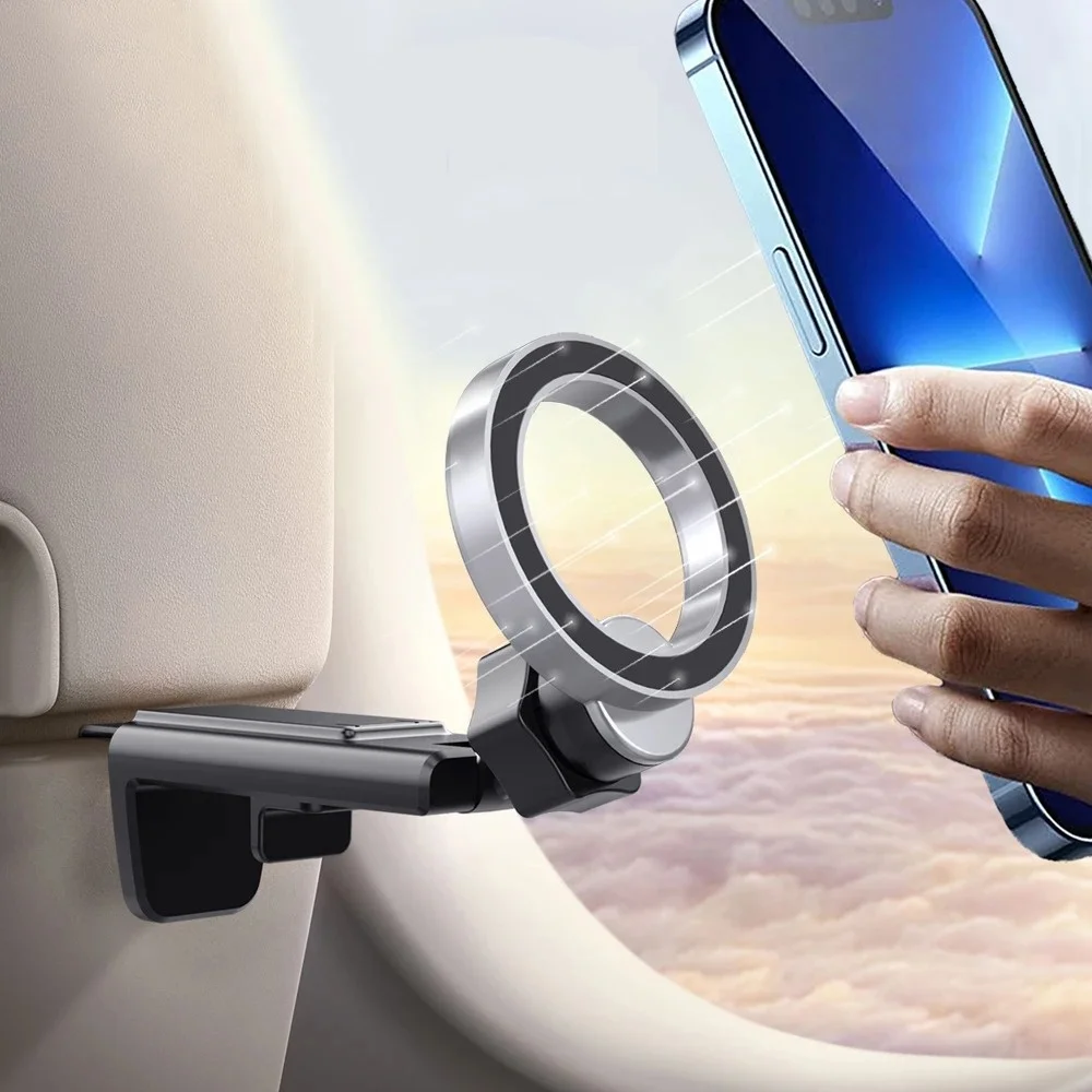 

Airplane Phone Holder Portable Magnetic Travel Phone Mount Travel Essentials Hands-Free Flight Seat Desk Phone Clip For iPhone