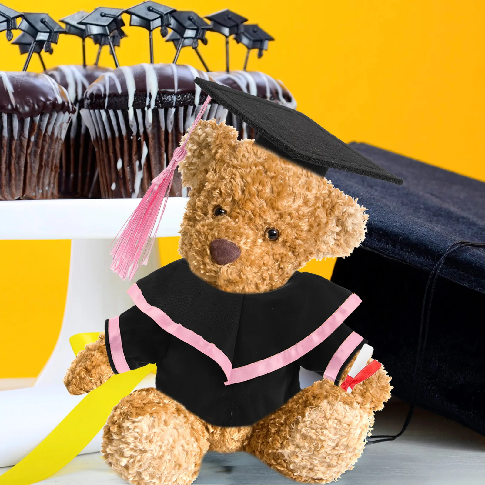 Graduation Bear Clothes Set Cap Shawl for Stuffed Animals High Quality Craftsmanship Adorable Design Bachelor Doctoral Ceremony