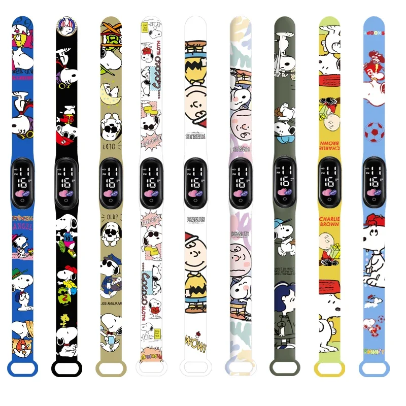 Disney Snoopy Watch Cartoon Anime Character Action Figures Luminous Bracelet Watch LED Touch Waterproof Sports Kids Watch Gift