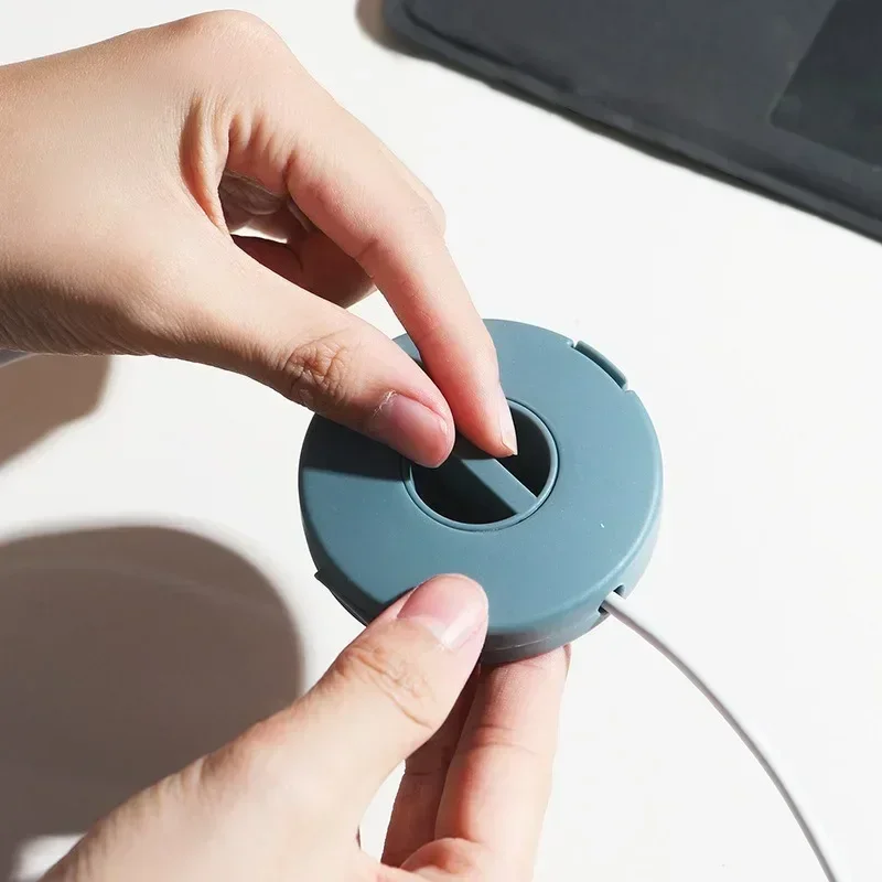 Portable Cable Winder Round Travel Data Cord Organizer for USB Charger Cable Holder Wire Management Box Data Cable Storage Case