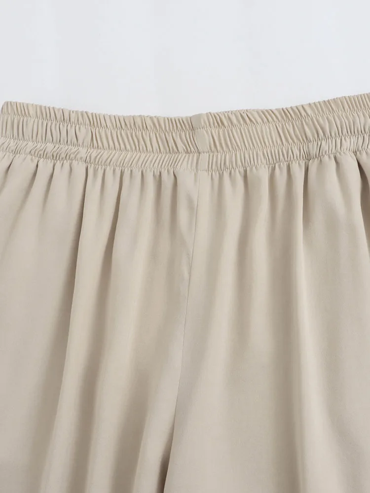Frauen Sommer Lose Breite bein hosen 2025, Mode Feste Elastische taille Weibliche Elegante Straße Hose Hosen Kleidung