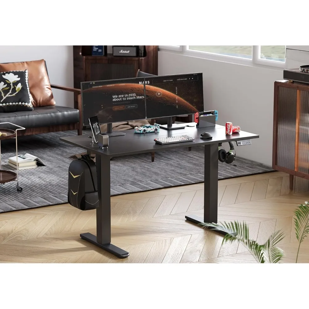 Electric Standing Desk Adjustable Height, 40 x 24 Inch Sit Stand Desk with T-Shaped Frame, 3 Memory Presets & Cable Management