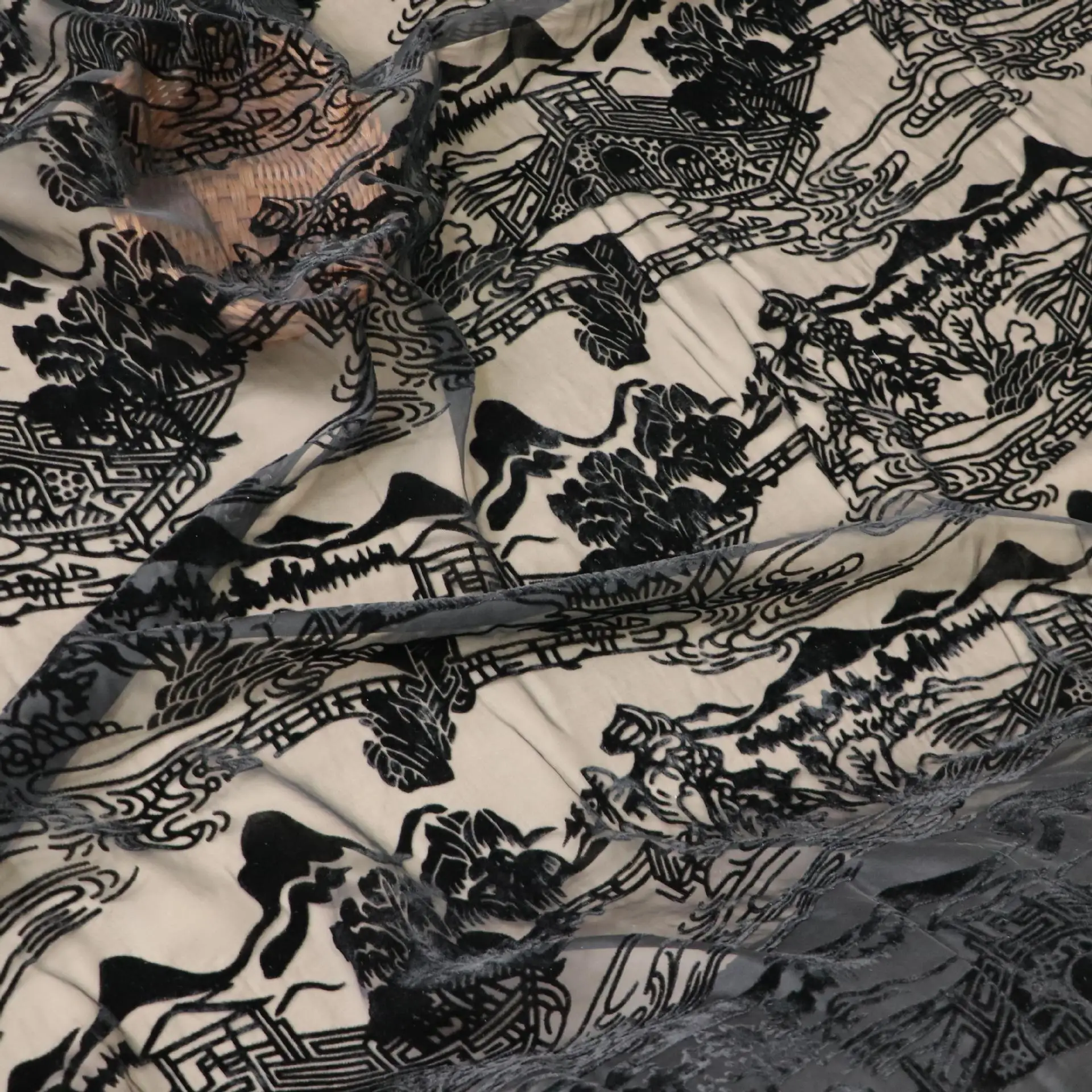 

6633 Woven Silk Monochrome Burnt out Velvet Fabric Nightdress Women's Textile Fabric
