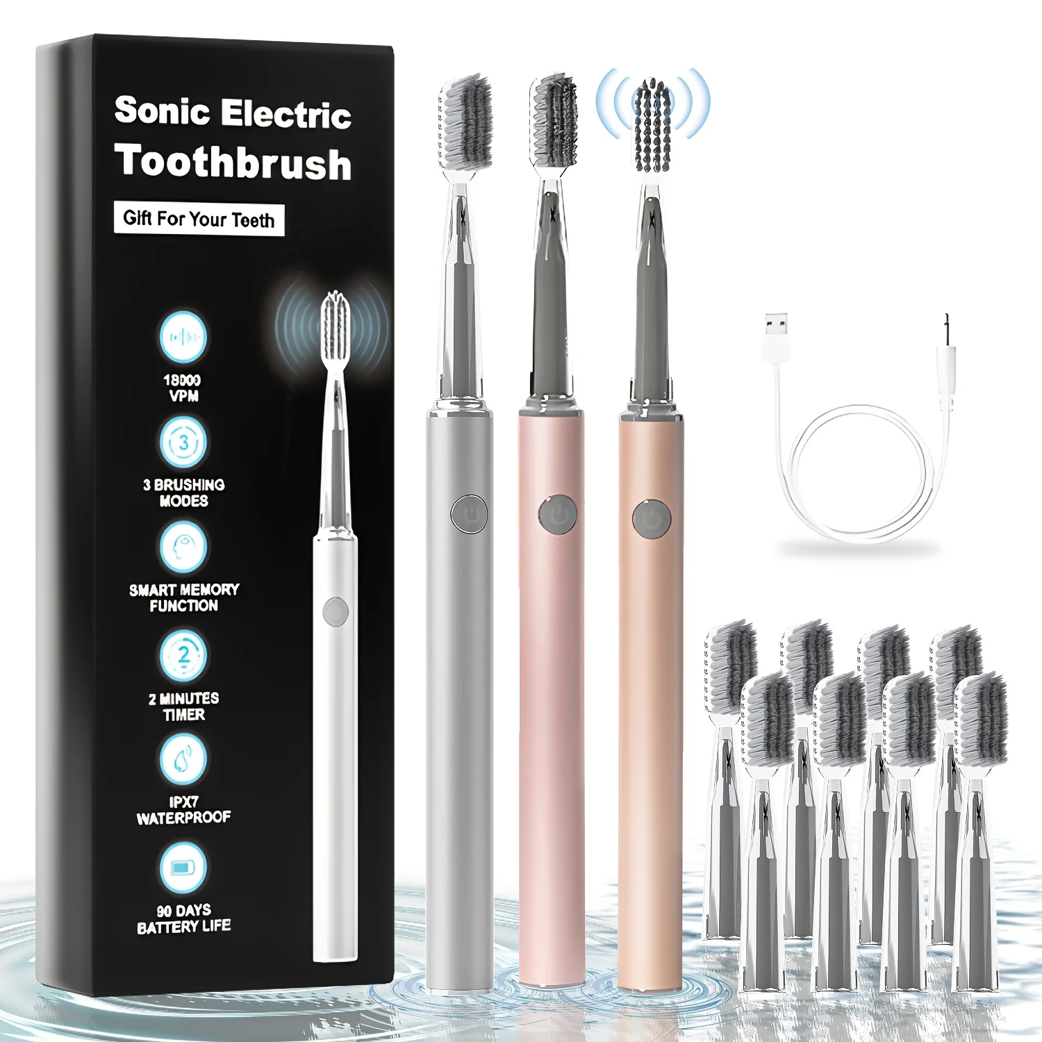 

Electric Toothbrush Rechargeable Ultrasonic Dental Brush Smart Waterproof Oral Toothbrushs Portable Fully Automatic Adults Brush
