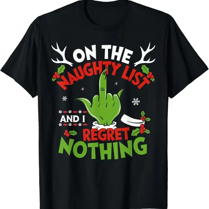 SALE On The List Of Naughty And I Regret Nothing Funny Christmas T Shirt S 5XL