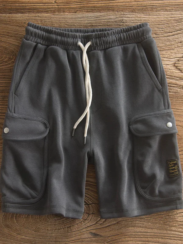 

Heavyweight Knitted Men's orts Casual Spor Retro Sle Wear Resistant Workwear Five-Quarter Length Mid-Waist Fit