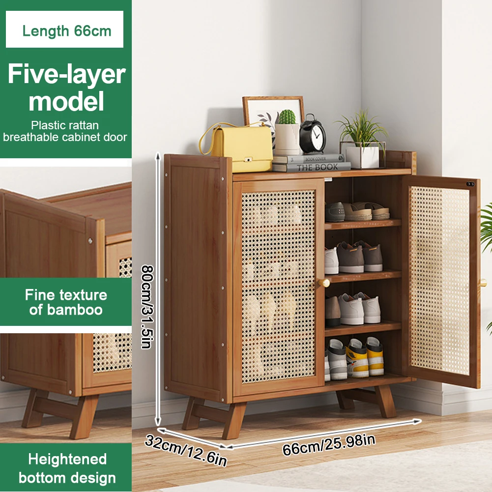 

5/7 Tiers Shoe Storage Cabinet Rack with Doors Free Standing Shoe Rack Wooden Shoe Storage Shelves for Entryway Hallway Closet