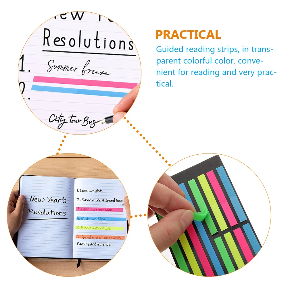 

6pcs Fluorescent Index Tabs Colorful Reading Strips Highlight Bookmarks Page Markers for Books School Office
