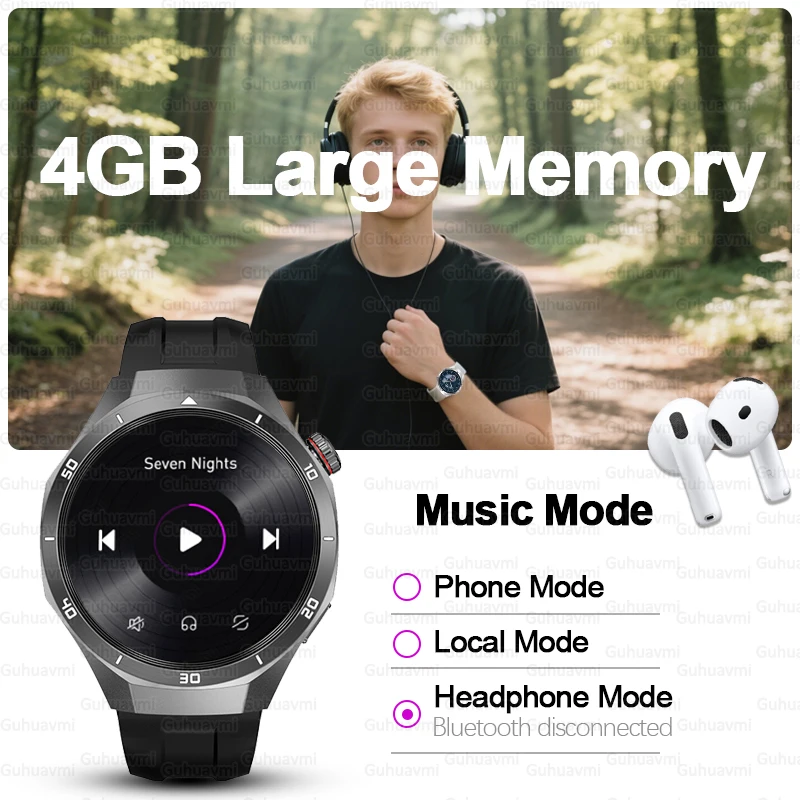 جديد TWS سماعات 4GB ساعة ذكية للرجال لتحديد المواقع والملاحة 1.46 ''AMOLED HD شاشة ثلاثية الأبعاد تأثير IP68 مقاوم للماء ساعة ذكية لهواوي