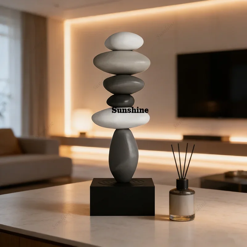 Modern Art Feng Shui Stone Model Resin Sculpture Wine Cabinet Decor Living Room Desktop Home Decor Stone Statue Figurines Gifts
