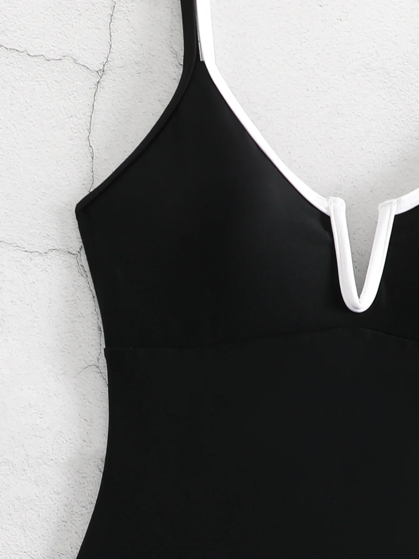 Sexy White Black Patchwork Swimsuit One Piece V-neck Bodysuits Back Hollow Bikini High Waist Thong Swimwear Bathing Suit Biquini