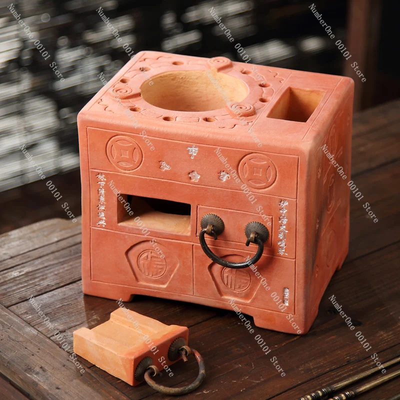 

Handmade Red Clay Charcoal Stove - Traditional Kung Fu Tea Ceremony Heating Set