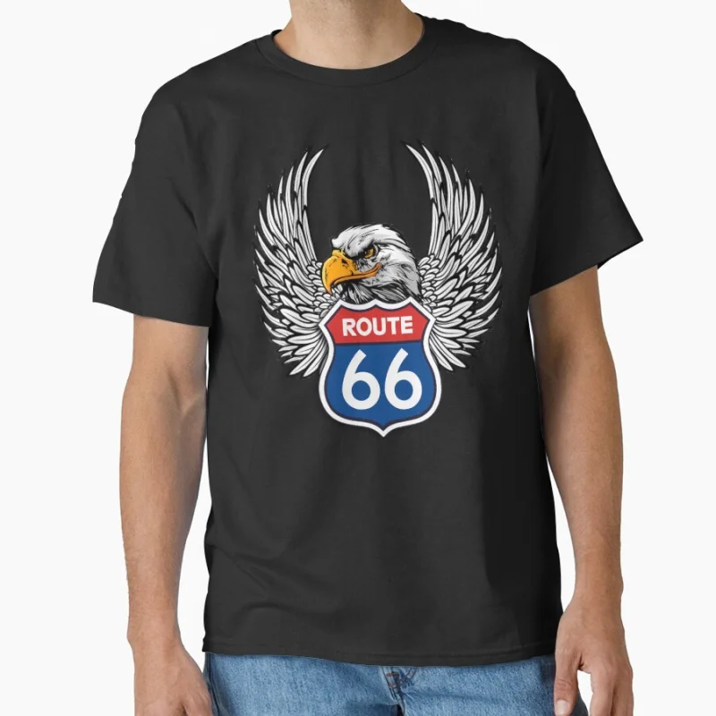 

ROUTE 66 EAGLE Americans highway Motorcycle Tour The Mother Road USA road trip gift T-shirt Large size Adult Tops S-6xl