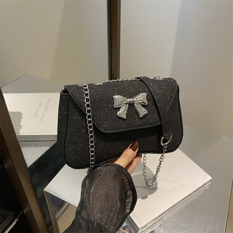 

Premium foreign style messenger bag women's bow small square bag casual versatile shoulder armpit bag