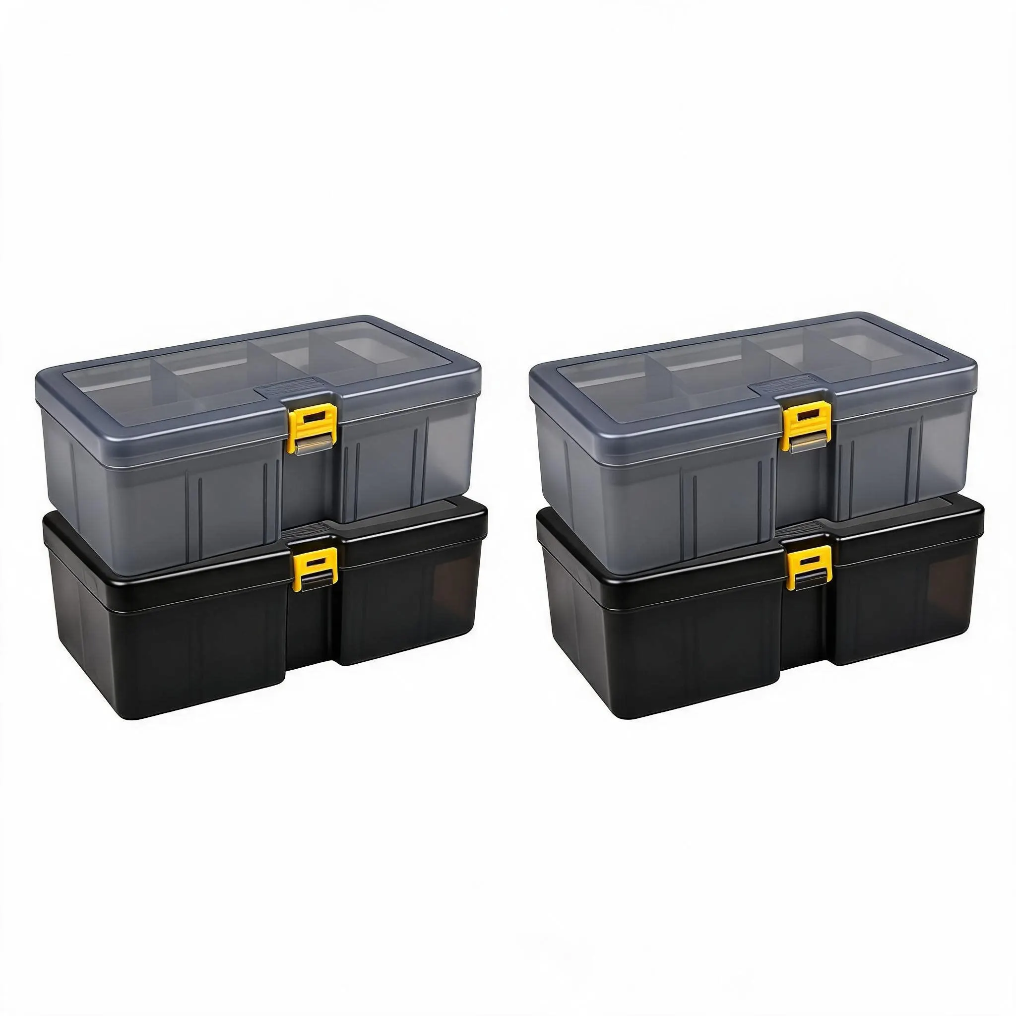 Double Tier Plastic Fishing Tackle Box with Removable Inserts and Secure Latch Ideal for Lures Hooks and Terminal Tackle