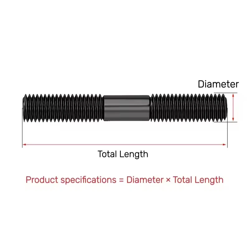 1-5pcs M12 M14 M16 M20 M24 M30 Grade 10.9 Alloy Steel Rod Double Thread Screw Stud Screw Rod Stud Bolt GB901 50mm-300mm