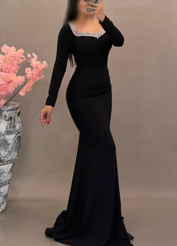 Customized V-neck Mermaid Long Dresses Floor Length Full Sleeves Beaded Платье Корейский Стиль Kate Middleton Dress فساتين Prom view 4