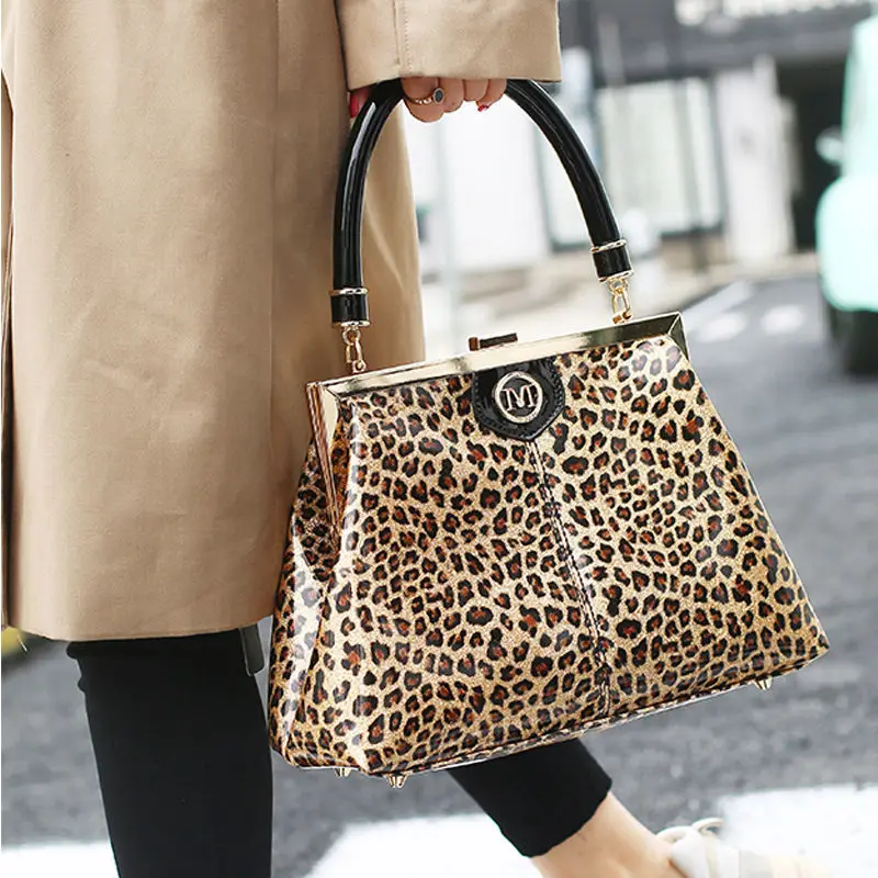 2023 New Fashion leopard Women Handbags European Design Patent Leather Lady Shoulder Bags Female Girl Brand Luxury Crossbody Bag