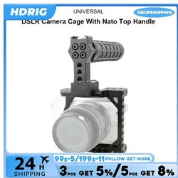 HDRIG For Sony Camera Cage With Nato Top Handle Full Basic Cage Frame For Sony A6000/A6300 /A6400 /A6500 /A6600 For Canon