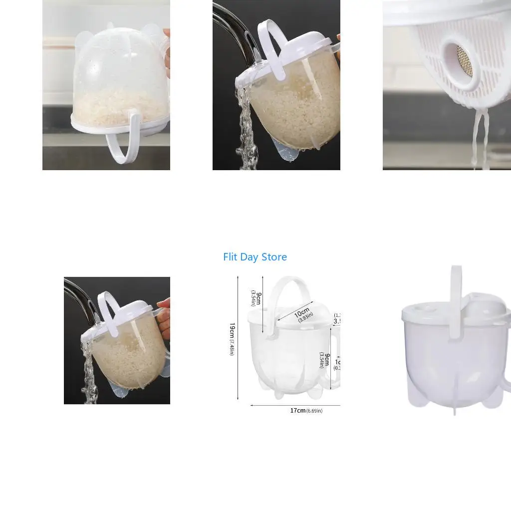 F92C Plastic Rice Washer Strainer Bowl with Handle Suitable for Washing Rice, Grains, Beans, Grapes and Small Tomatoes