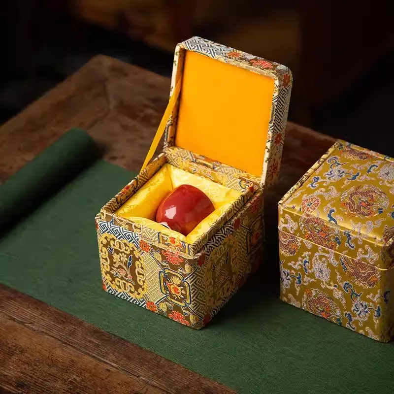 Luxury Oriental Fabric Box 11.5cm Cube - High-End Display Case for Collectibles, Tea, New Asian Style Storage & Gift Box