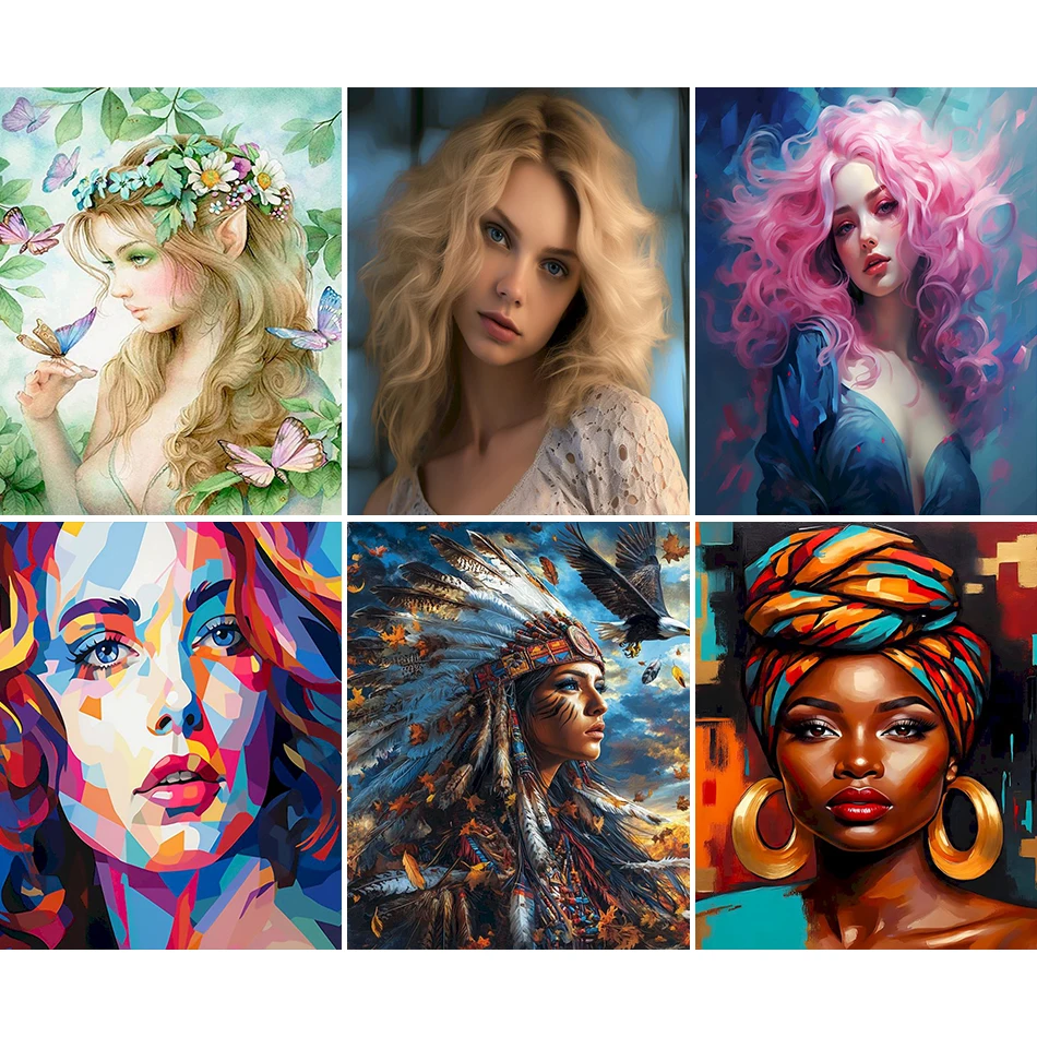 

RUOPOTY Painting By Numbers Figure Female portrait digital oil painting Drawing By Numbers Handiwork Picture Paint Watercolor