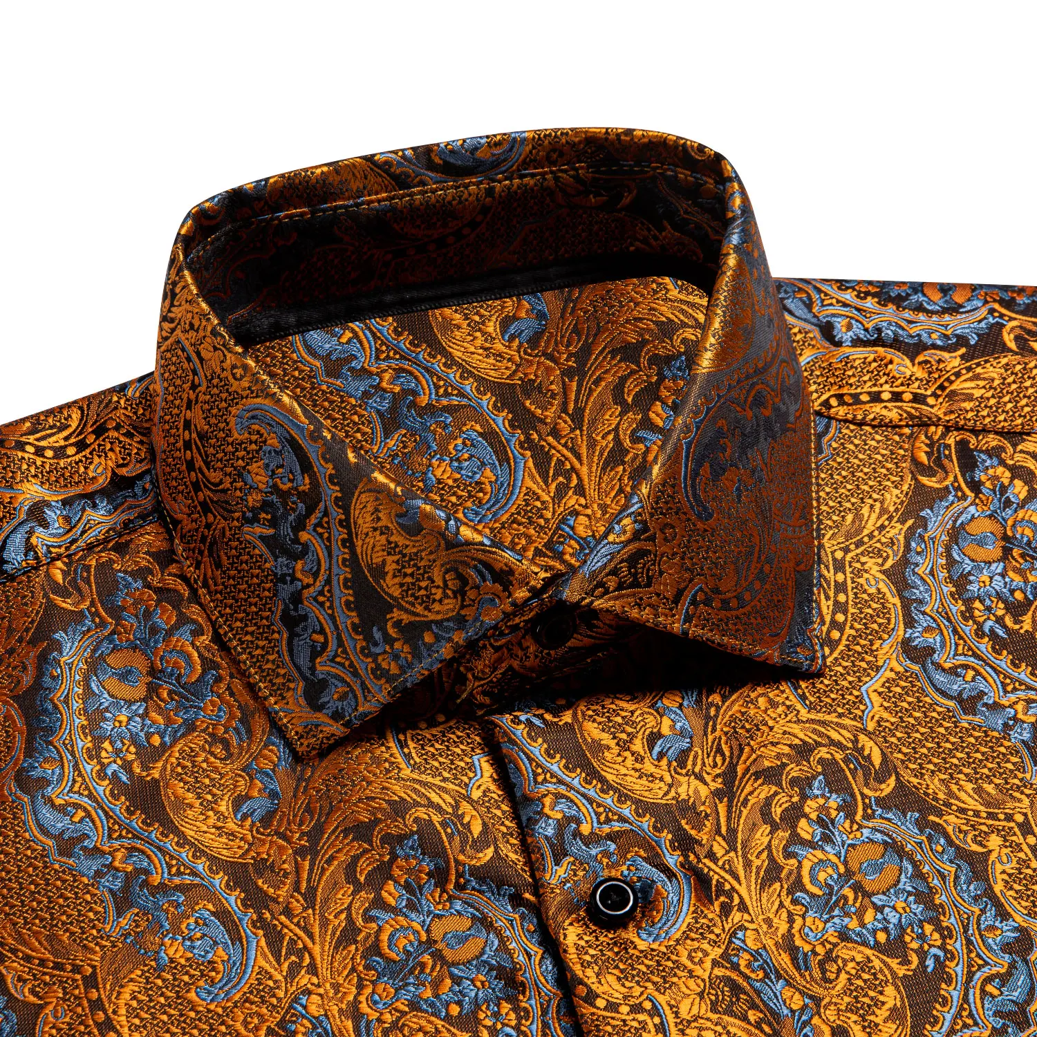 

Hi-Tie Paisley Floral Brand Jacquard Silk Mens Shirts Long Sleeves Overshirt for Male Blouse Wedding Business