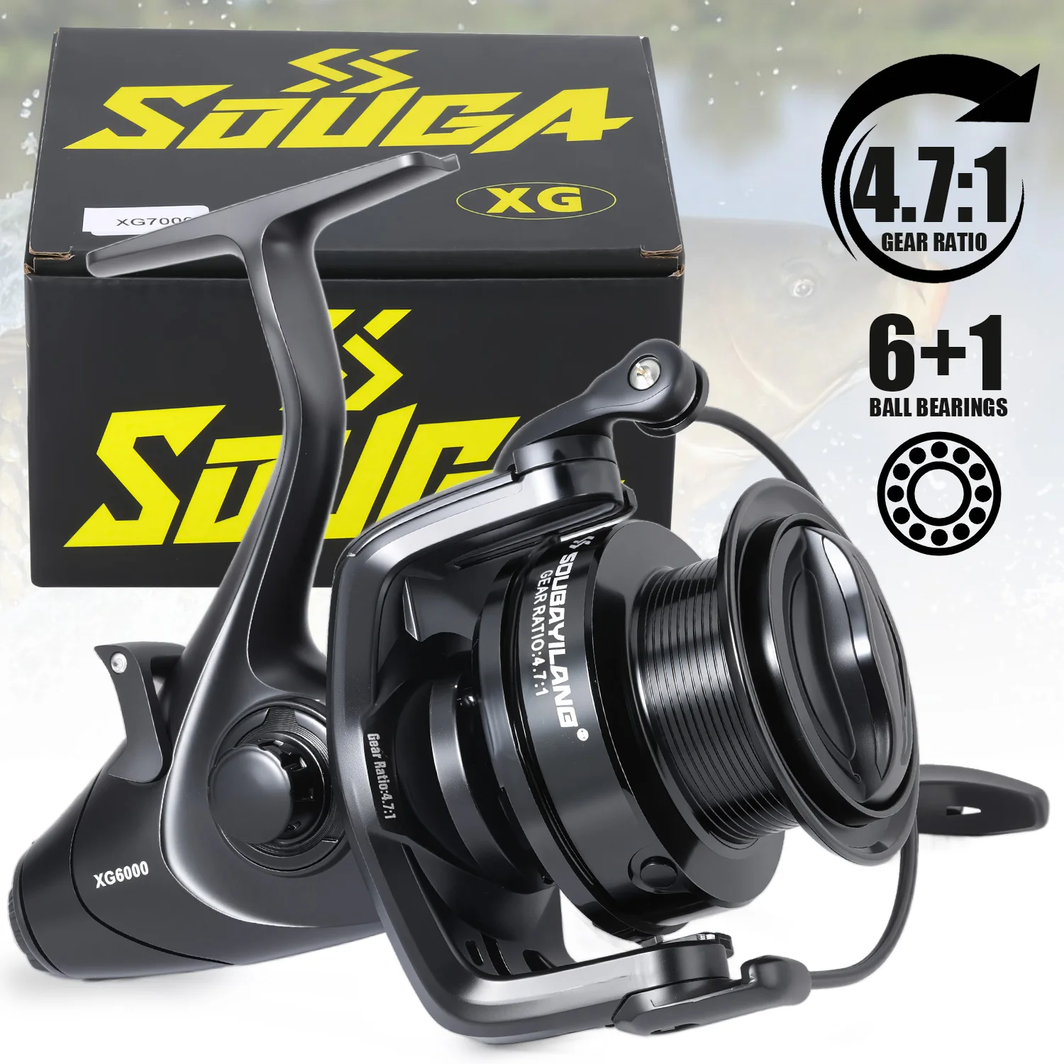 Sougayilang 6000/7000 Full Metal Spool Max Drag 15kg Jigging and Salt Fresh Water Surf Big Spinning Fishing Reel Crap Fishing