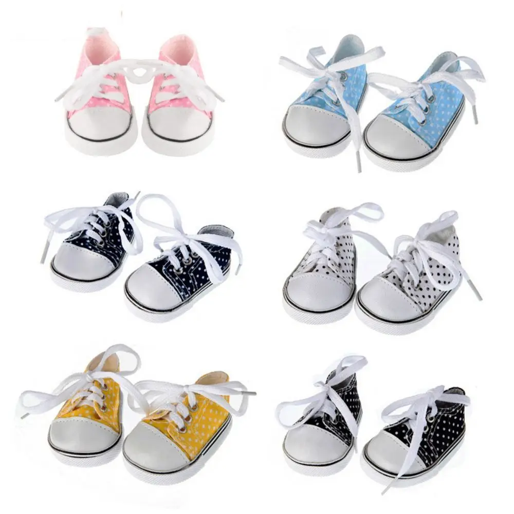 Schoenen voor poppen Accessoires Lace-up pop canvas schoenen Mini Kawaii BJD pop schoenen 7CM schattige pop sneakers meisje cadeau