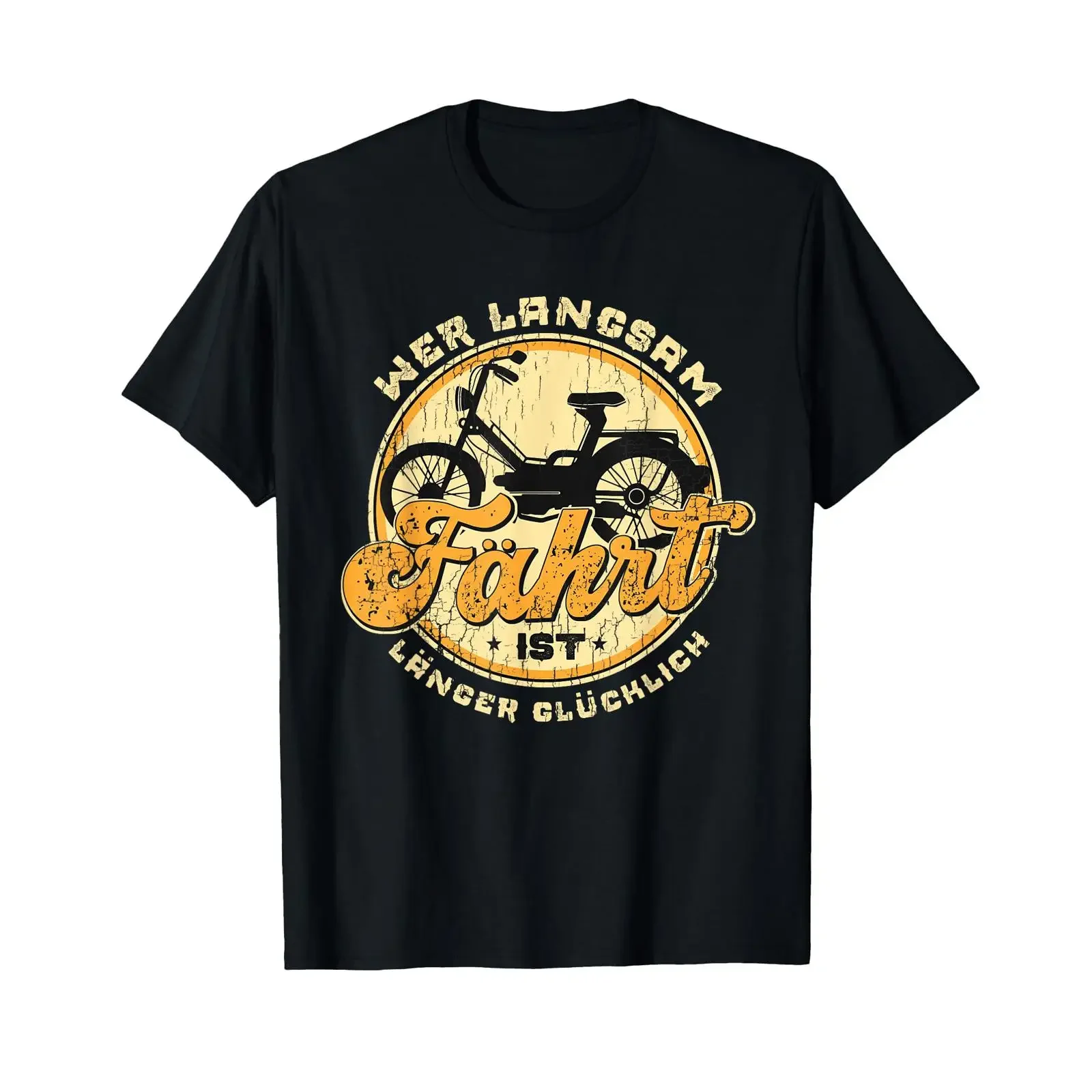 Moped rider saying He who drives slowly T shirt vintage Washed Stretched Unisex homme Breathable fashion Slightly Casual