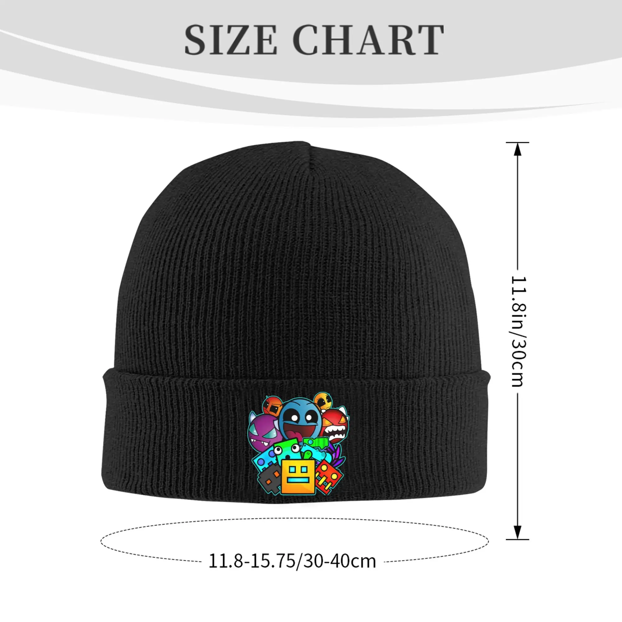 Video Game Geometric Dash Old School Gaming Knitted Hat Beanie Winter Hats Warm Acrylic Fashion Geometry Dash Caps Men Women