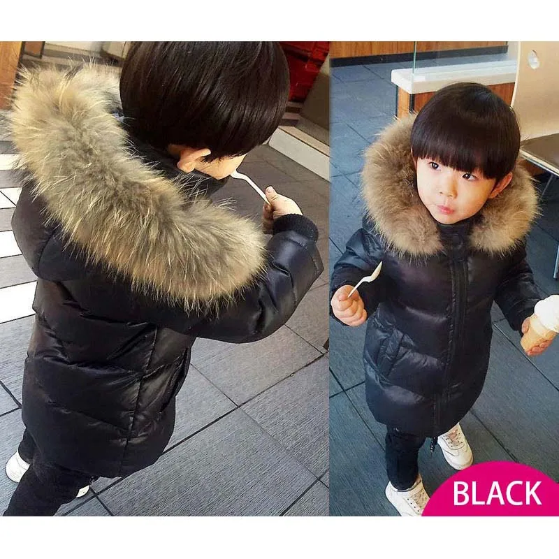 Autumn and Winter Waterproof and Anti-Fouling Children Fur Colla Down Jacket Boys and Girls Outdoor Play Anti-Dirty Down Jacket