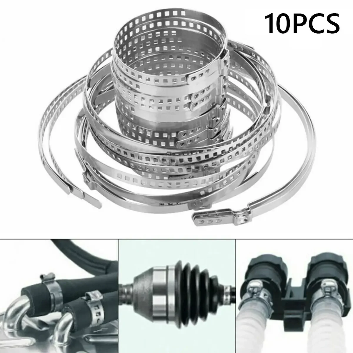 

10pcs Adjustable CV Joint Boot Crimp Clamp Stainless Steel Universal 2 Size Drive Shaft Joint Kit for Vehicle Car Motorbike