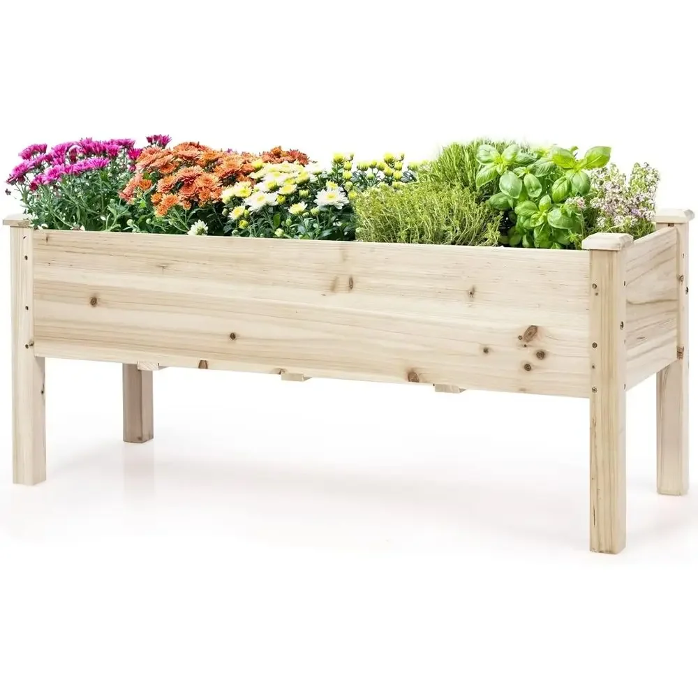Eco-Friendly Elevated Wooden Planter for Vegetables, Fruits, and Herbs - Ideal for Backyard, Patio, or Balcony Gardening