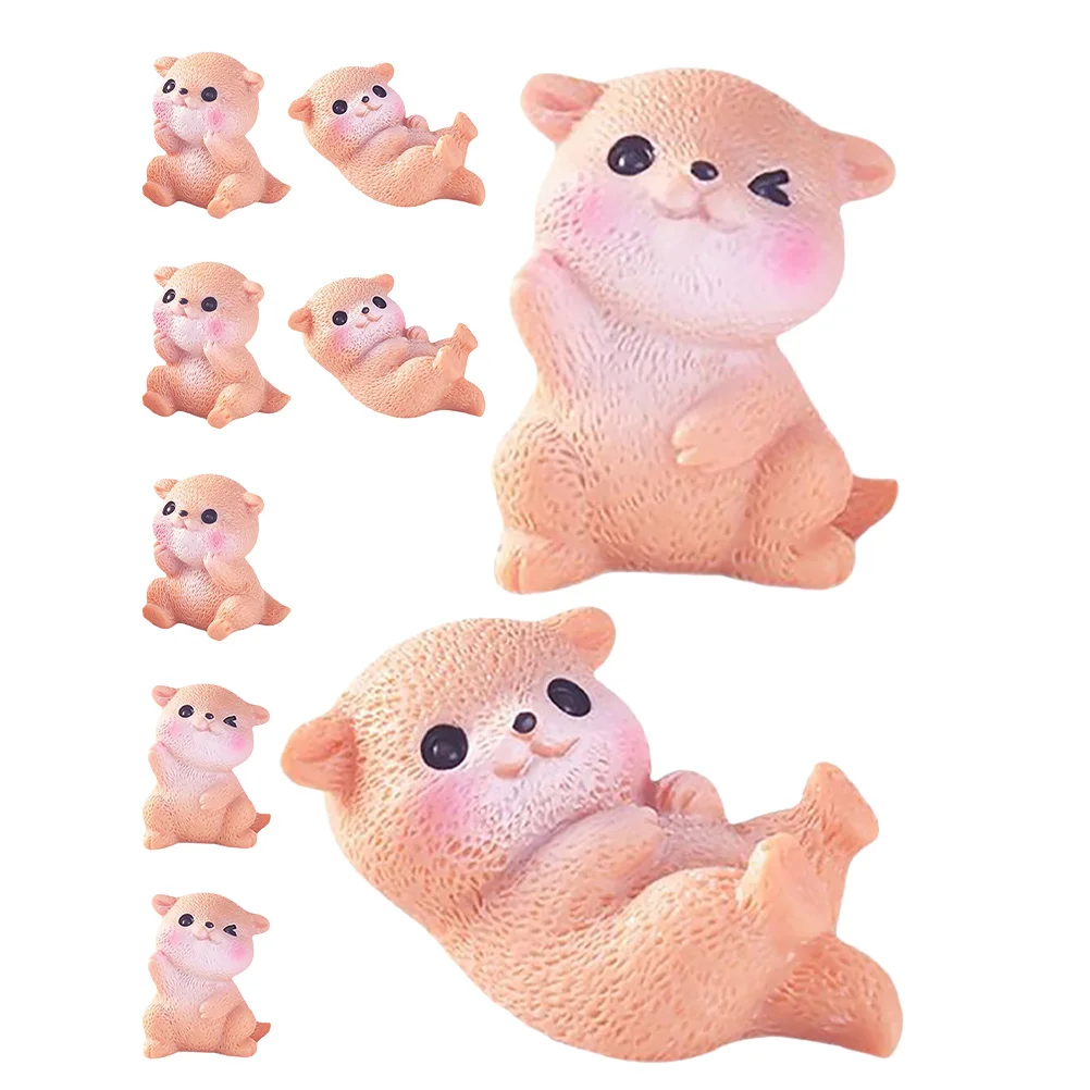 

9Pcs Resin Mini Otters Decorative Sculptures Lifelike Animal Figures for Fairy Garden Shelf Display Micro Landscape