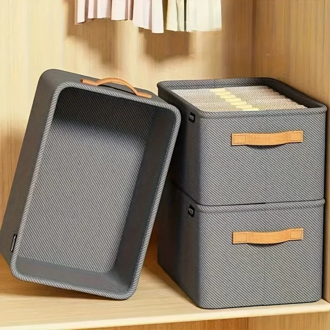 

4PCS Extra Large Stackable Storage Boxes | Heavy-Duty Non-Woven Fabric Organizer, Space-Saving Multi-Purpose Storage for Closet