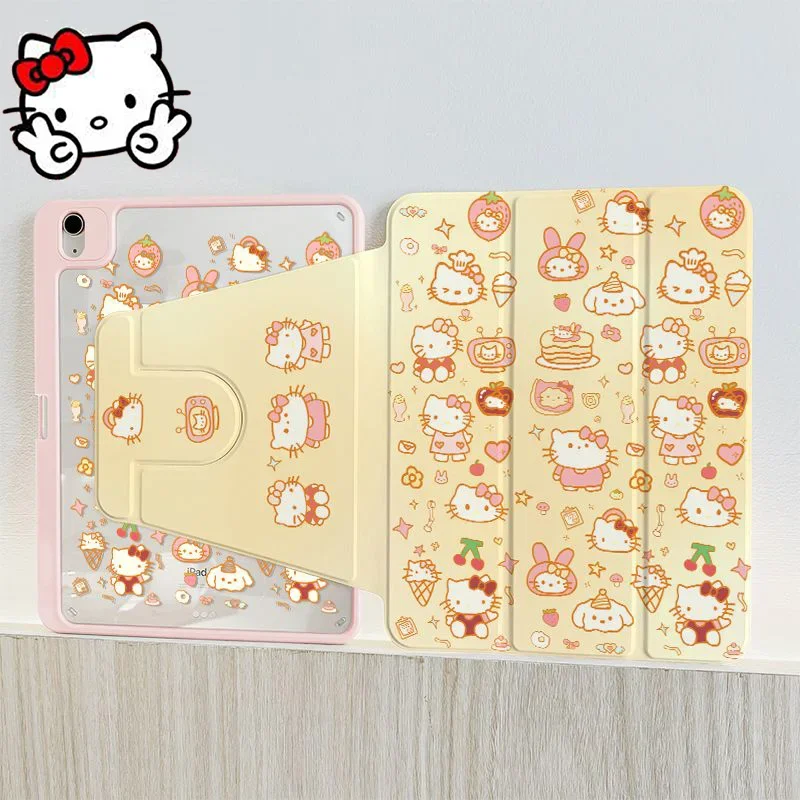 Sanrio Hello Kitty Ipad 9 Generation Case Cute Cartoon Air4 5 Rotate Acrylic 10.2 Cute 9.7 10.9 Inch IPad Holde Cover Girl Gifts