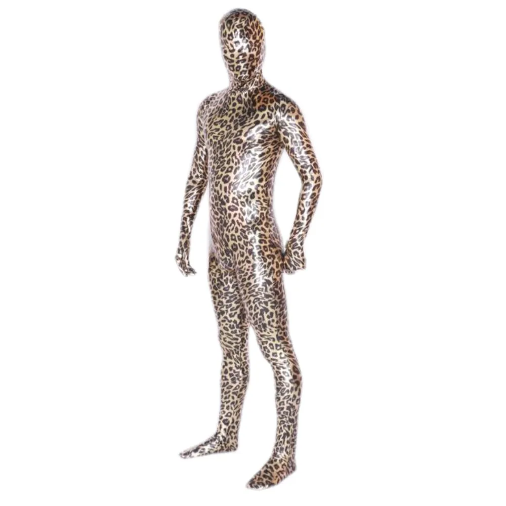 Halloween cosplay costume animal leopard catsuit Shiny Metallic tights jumpsuit full Bodysuit Zentai Suits Fancy