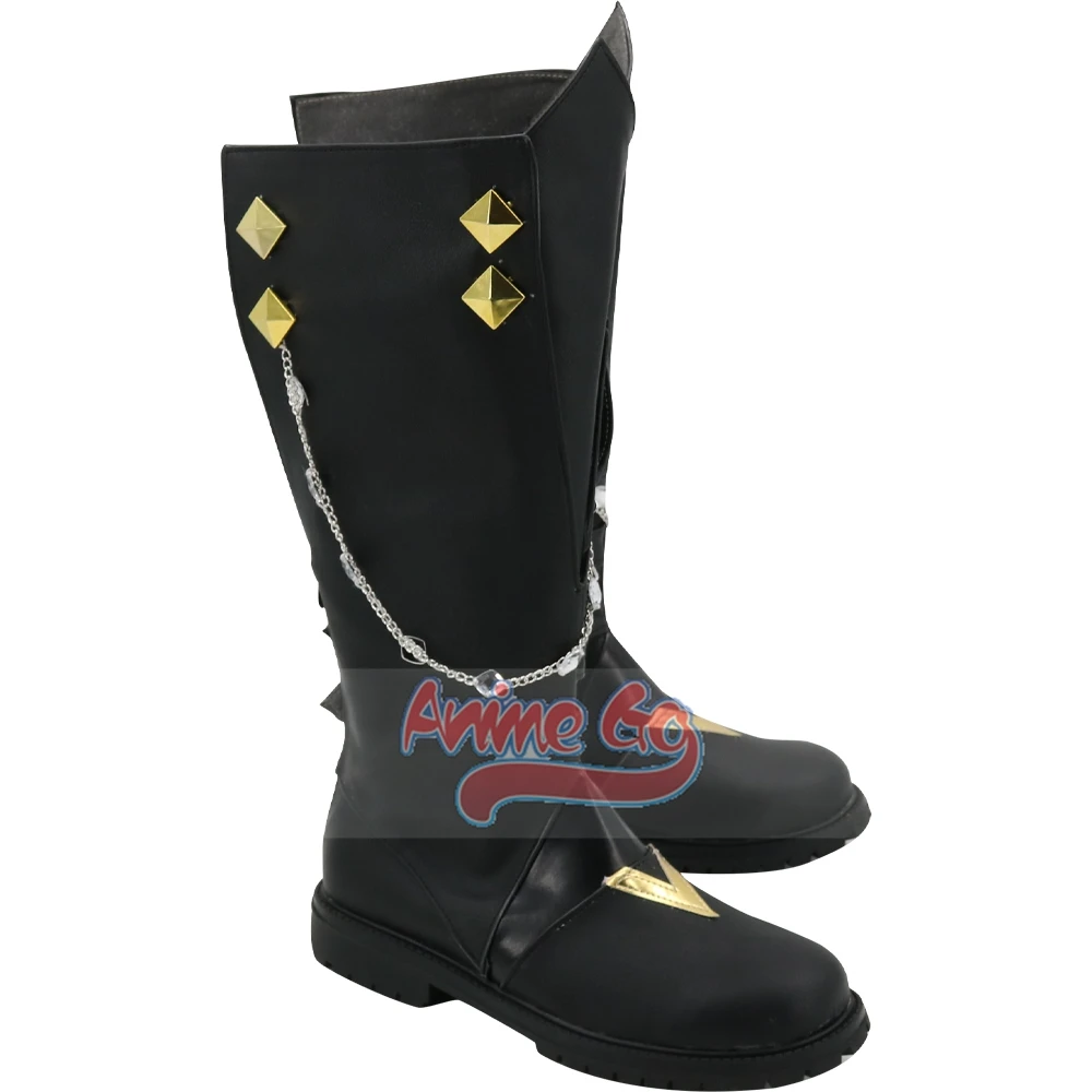 Genshin Impact Tartaglia Cosplay Sapatos para Crianças, Fatui Black Boots, Halloween, C00152