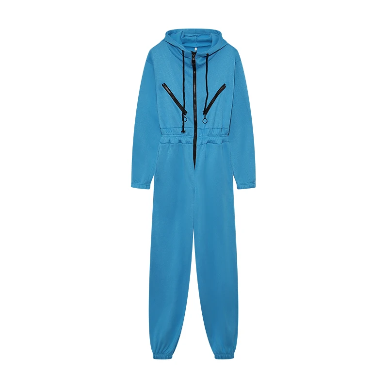 Herbstliche Einteiler-Sets: Sweatshirt-Kapuzen-Jumpsuit für Damen, lässige Sportsets, Winter-Reißverschluss-Set mit gerader Hose. – Detail 17