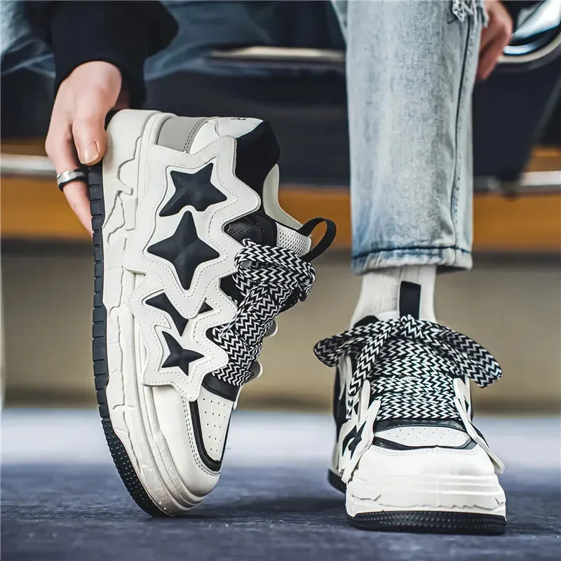 

Spring New Men'S Casual Sports Stripes Board Shoes For Height Increase Durable Leather-Free Rubber Upper
