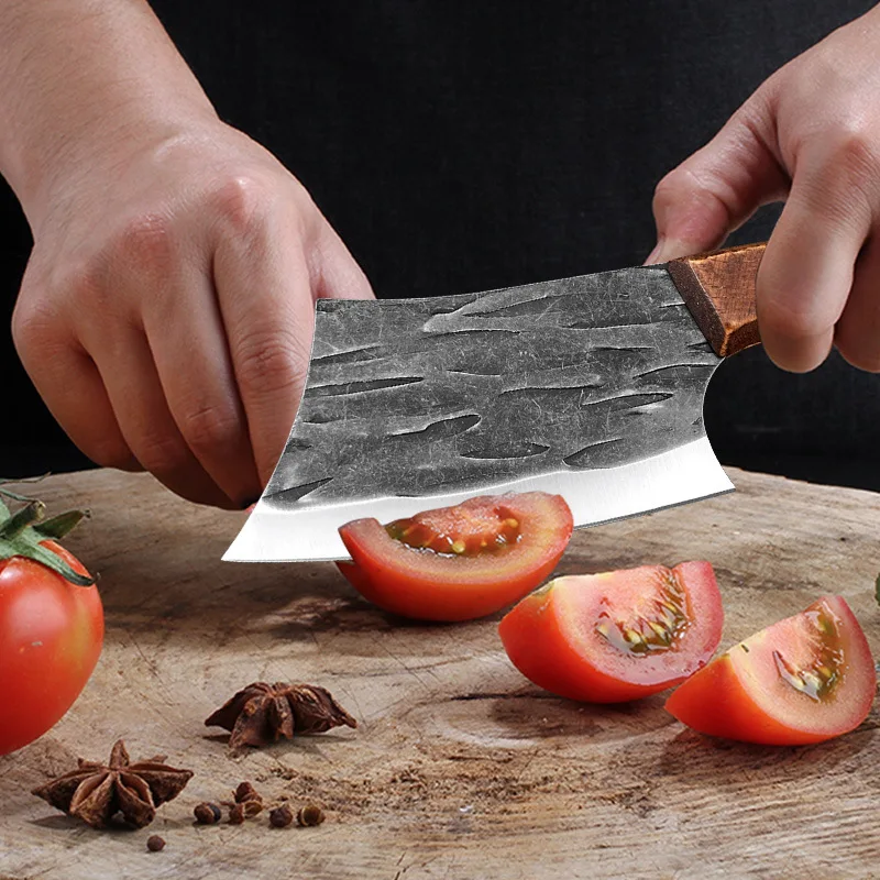 Forged Kitchen Wooden Handle Small Kitchen Knife Cleaver Butchers' Knife Chef Knife Household Vegetable Cutting Fruit Knife